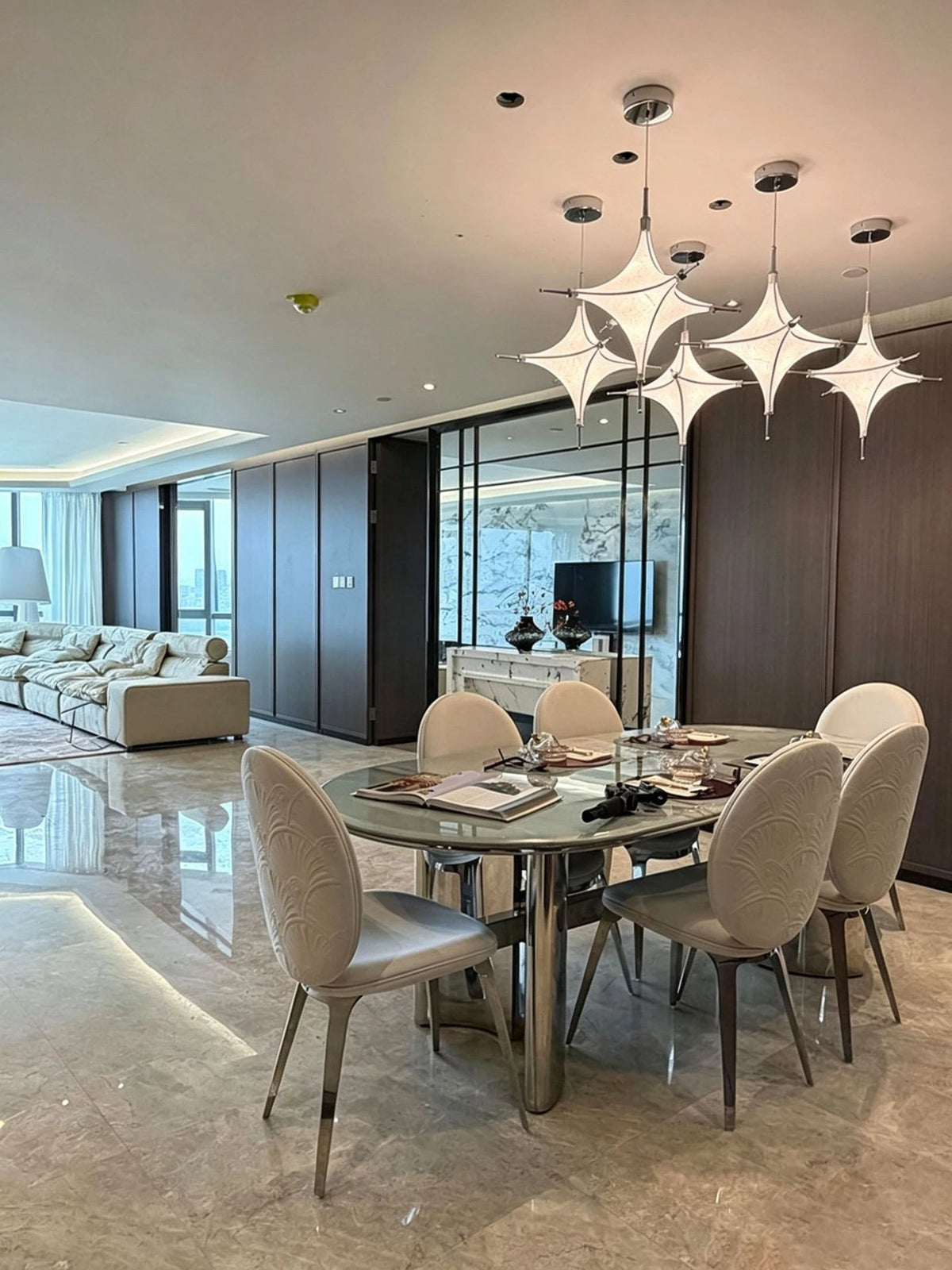 Geometric Star Pendant Light in a bright, styled room