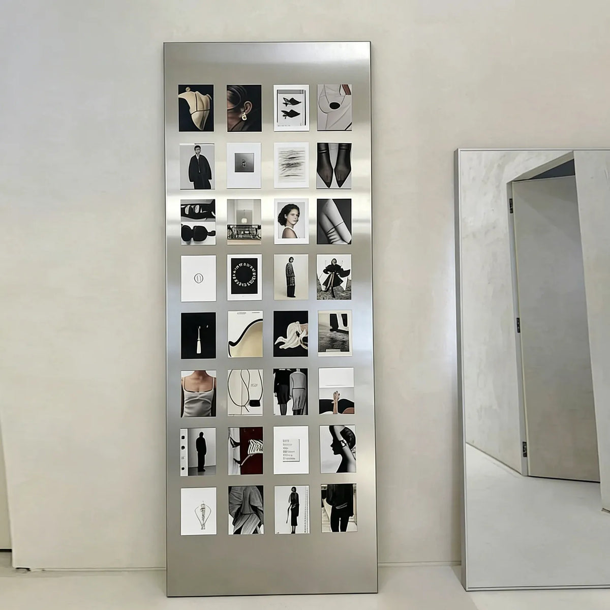 Frameless Stainless Steel Wall Art shown in a contemporary home