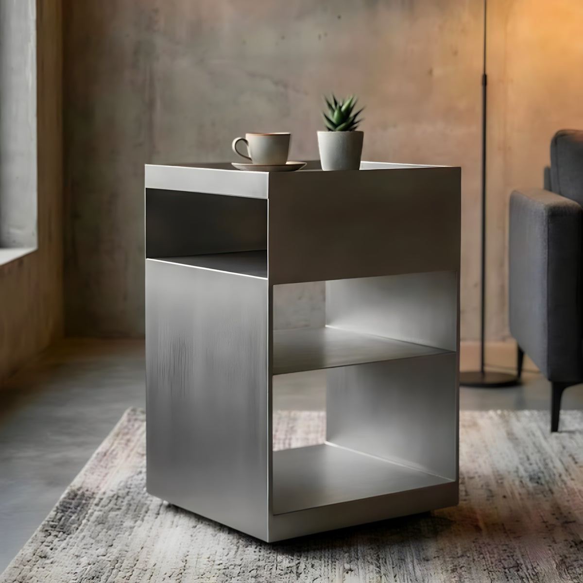 Bauhaus Minimalist Metal Side Table