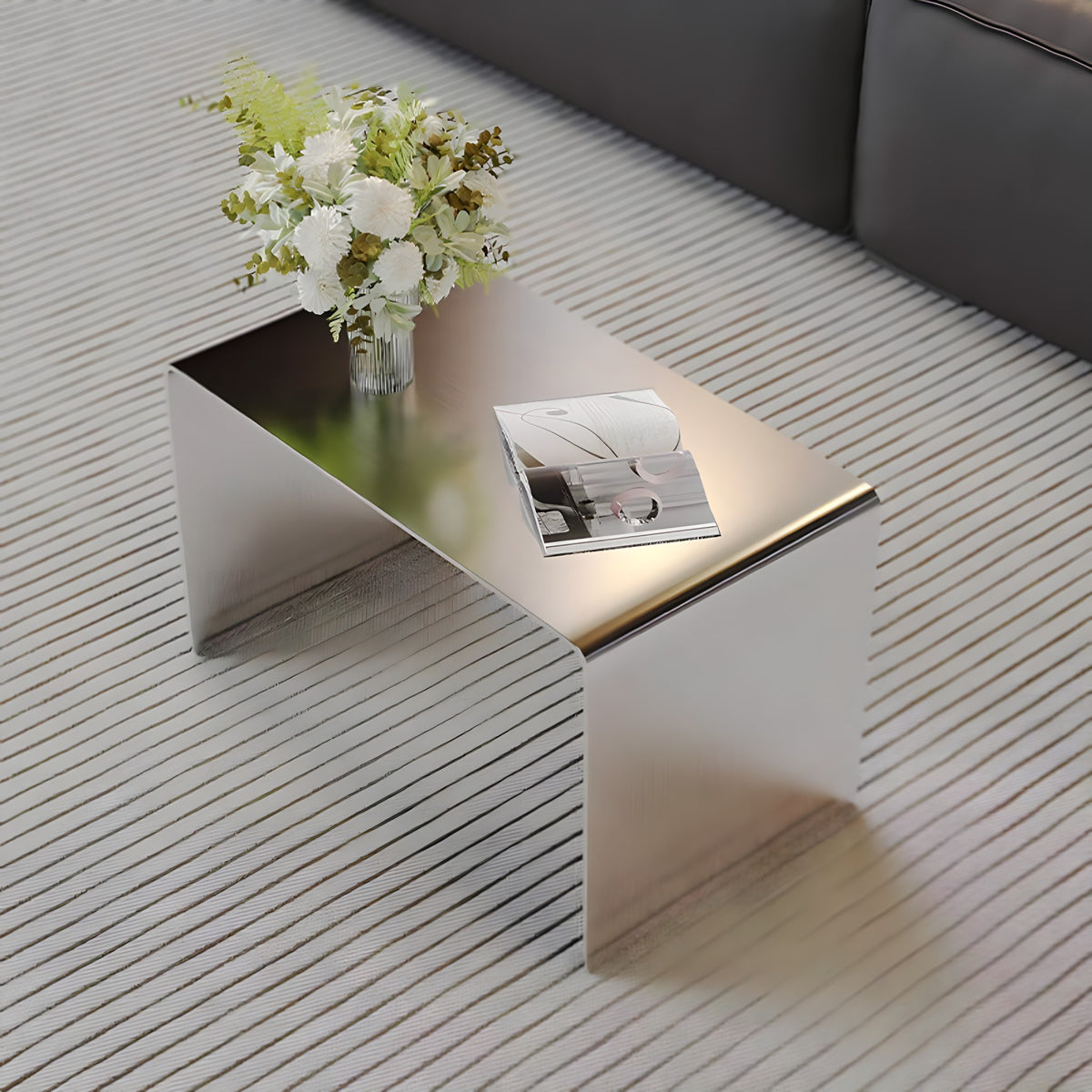 Brushed Stainless Steel Side Table