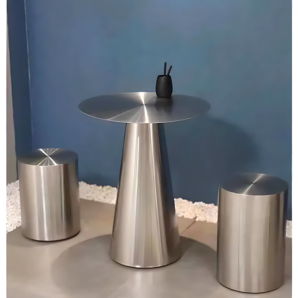Round Mirror-Polished Stainless Steel Stool by Chrome Pieces