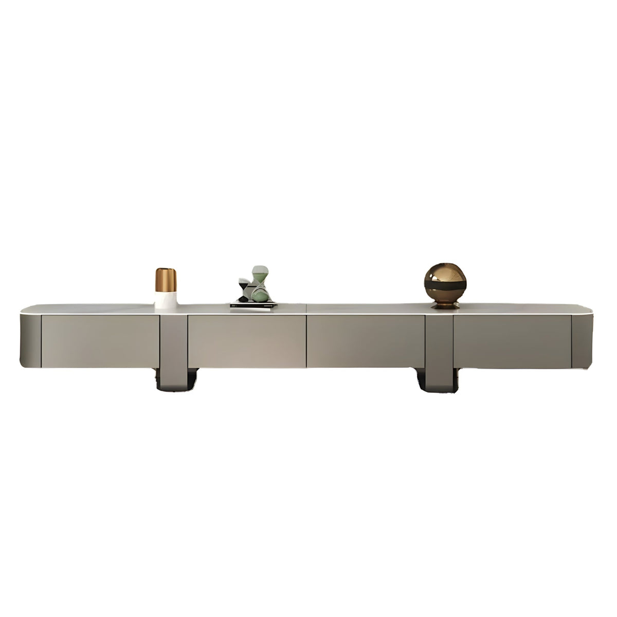 Slate-Top Stainless Steel TV Unit by Chrome Pieces