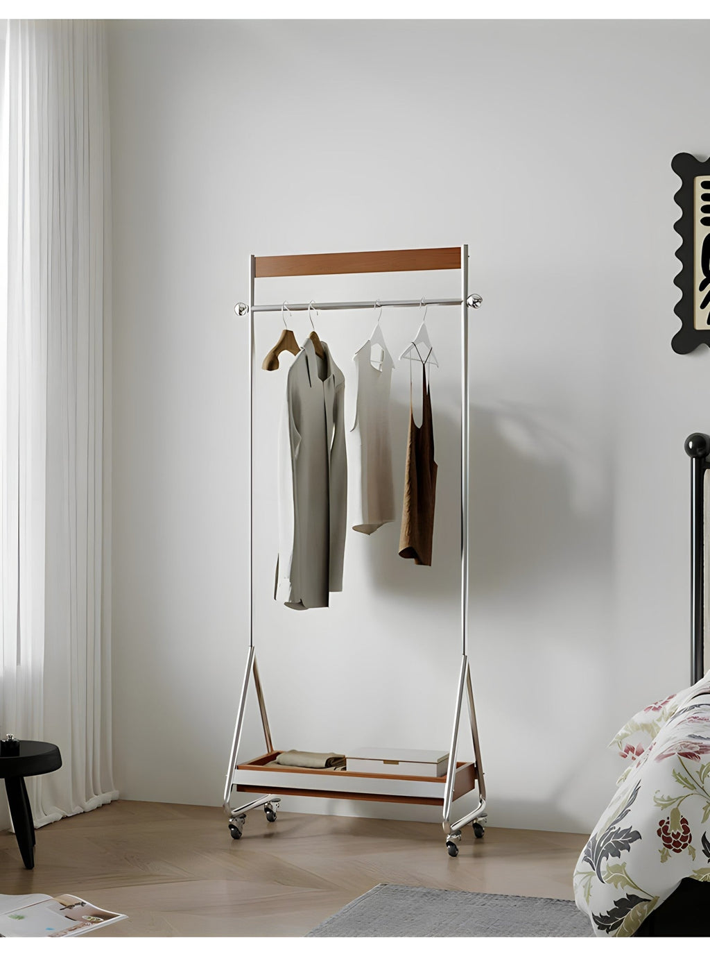 Wood and Stainless Steel Coat Rack, view 6