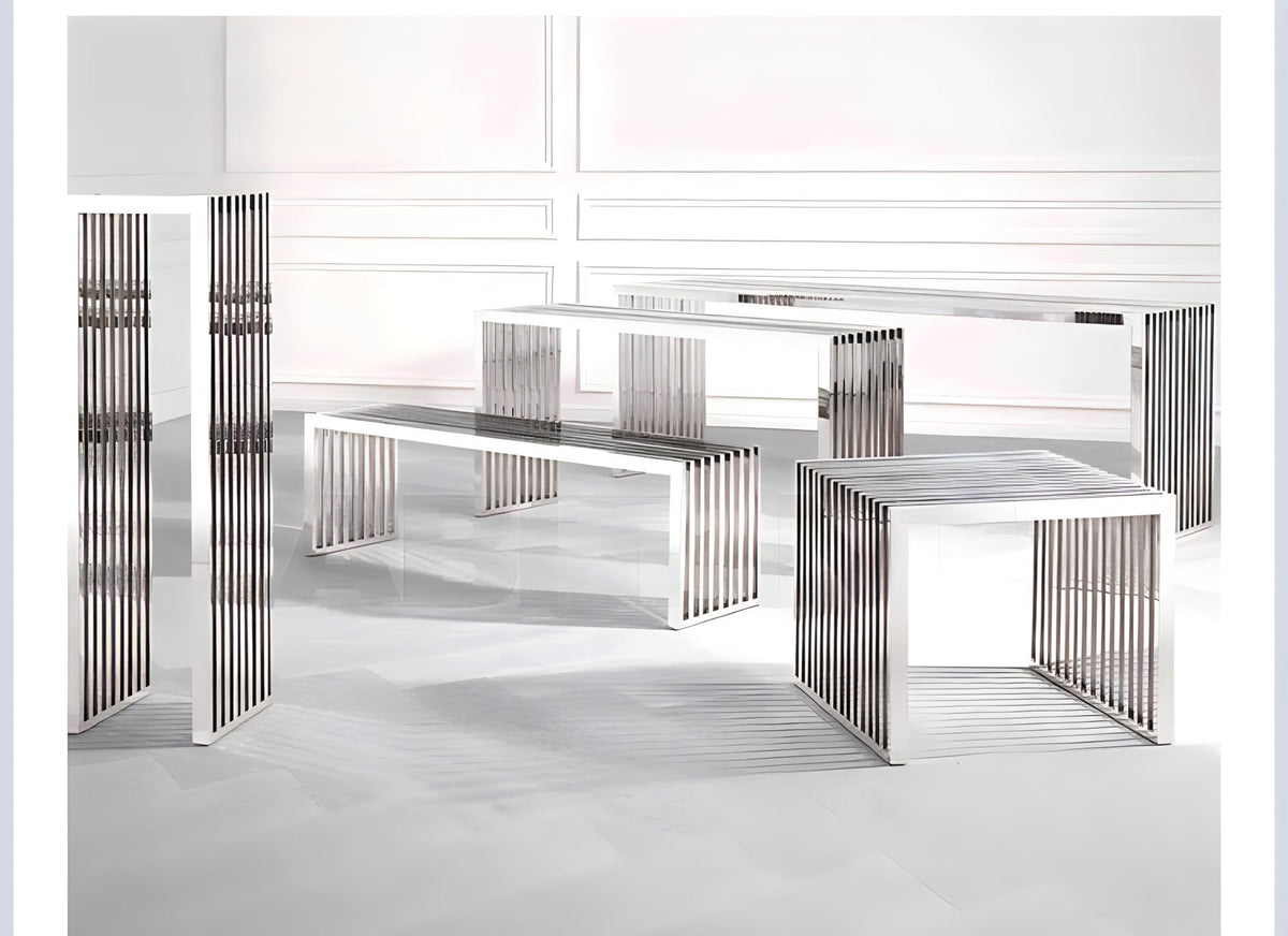 Minimalist Stainless Steel Bench, view 5