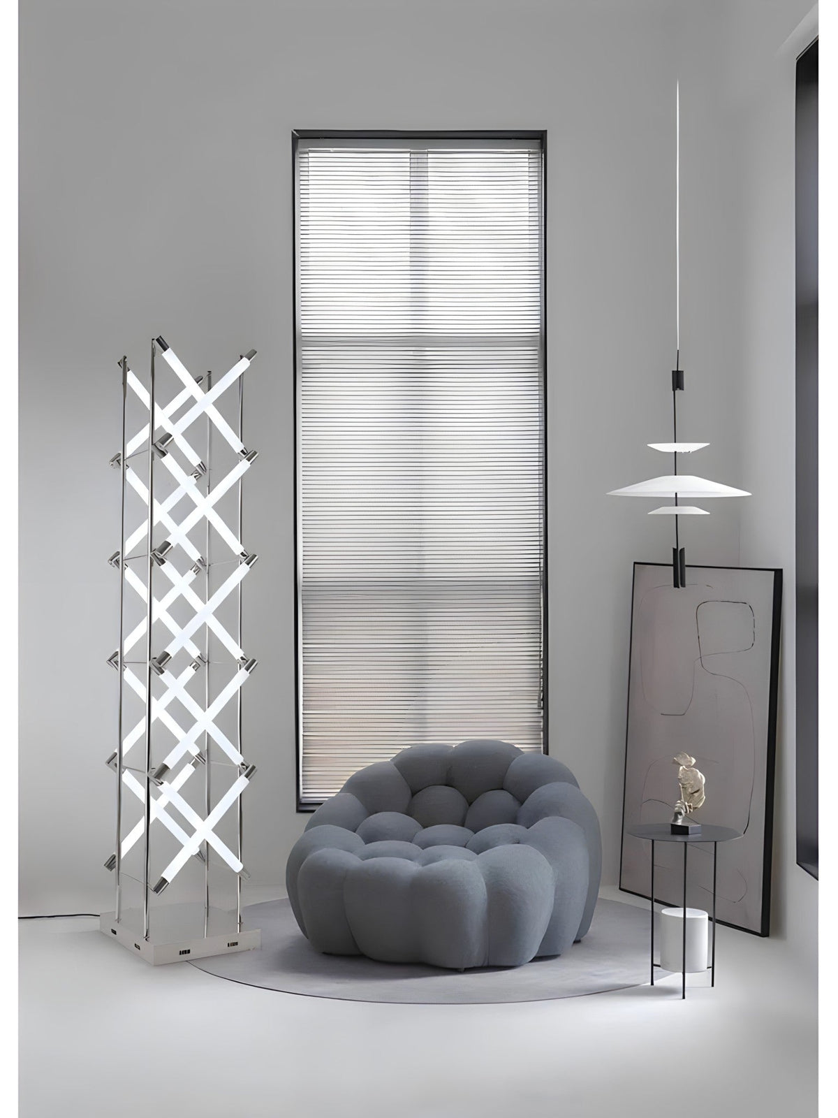 Tall Sculptural Steel Floor Lamp, view 4