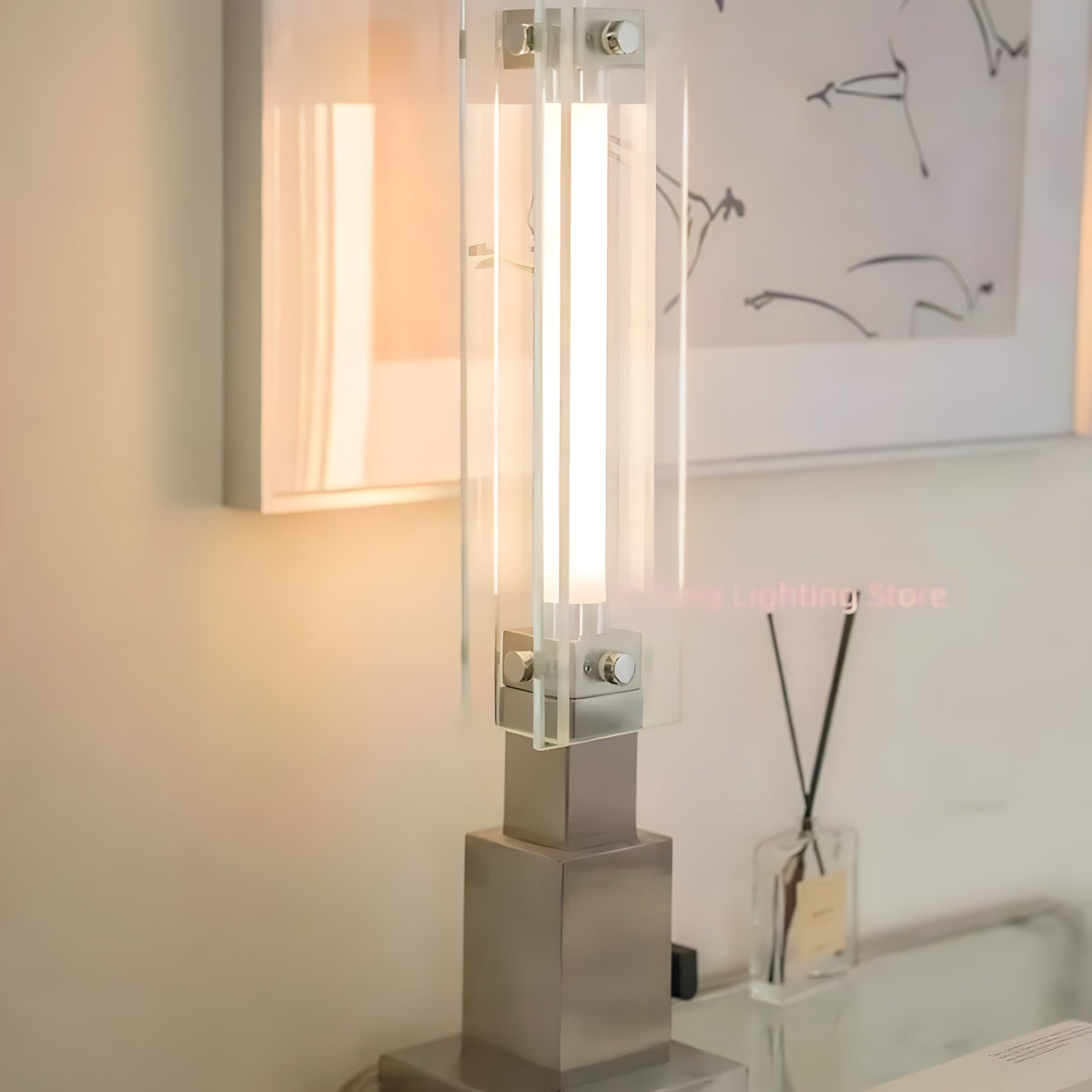 Glass and Chrome Floor Lamp