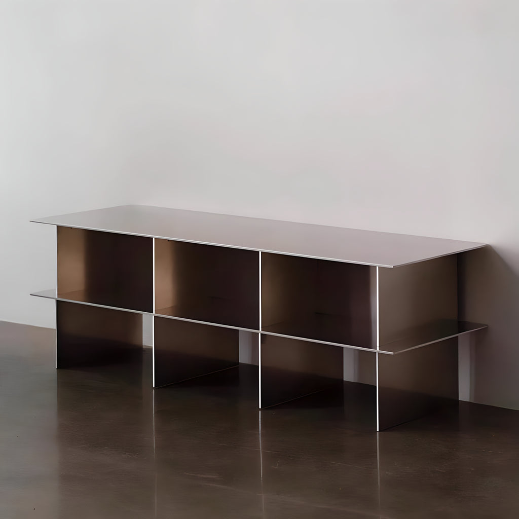 Glossy Metal Minimalist TV Stand