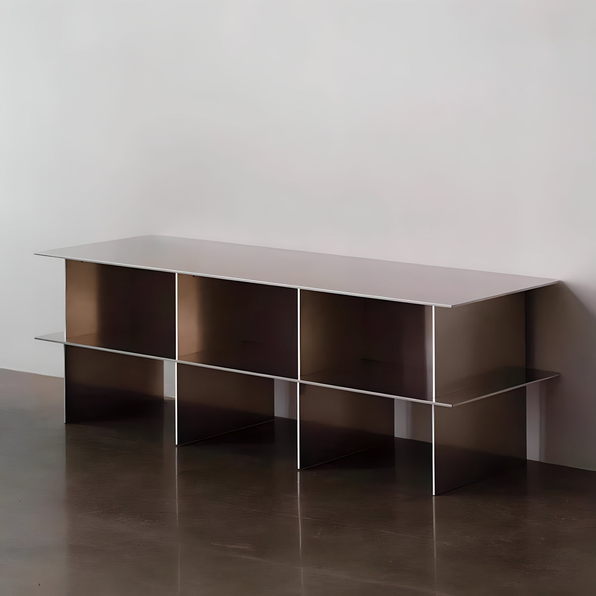Glossy Metal Minimalist TV Stand