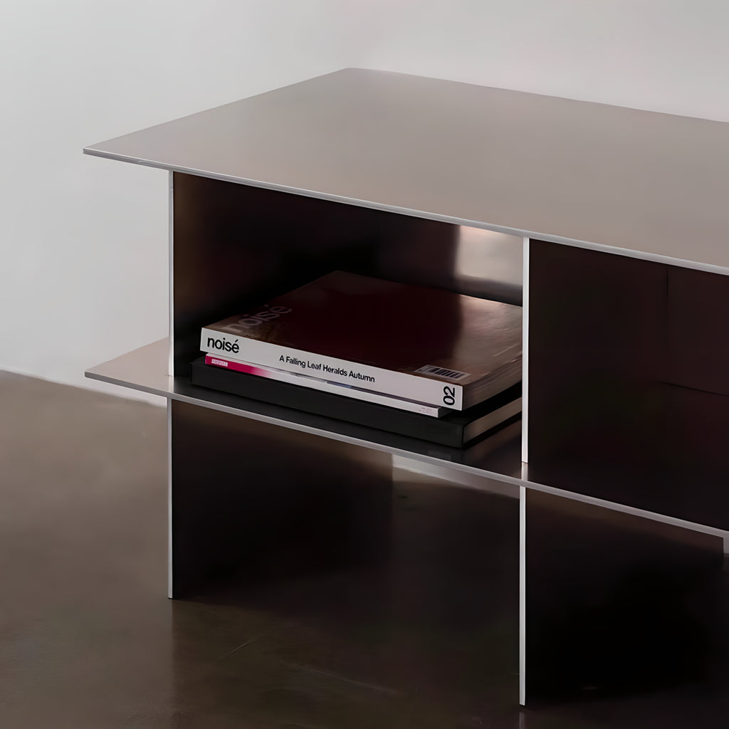 Glossy Metal Minimalist TV Stand