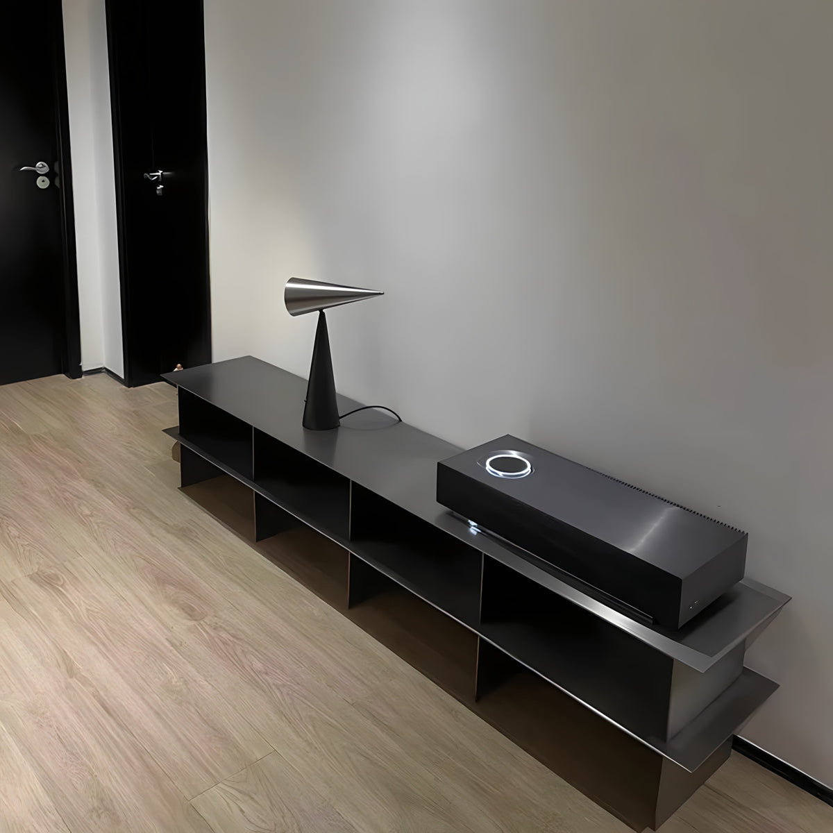 Glossy Metal Minimalist TV Stand