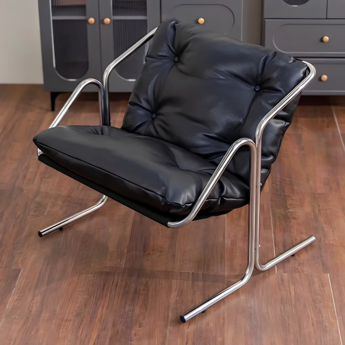 Leather Stainless Steel Dining Chair