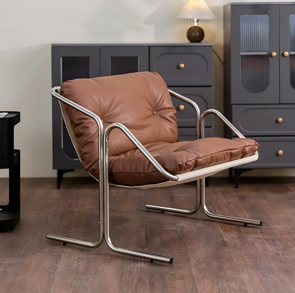 Leather Stainless Steel Dining Chair