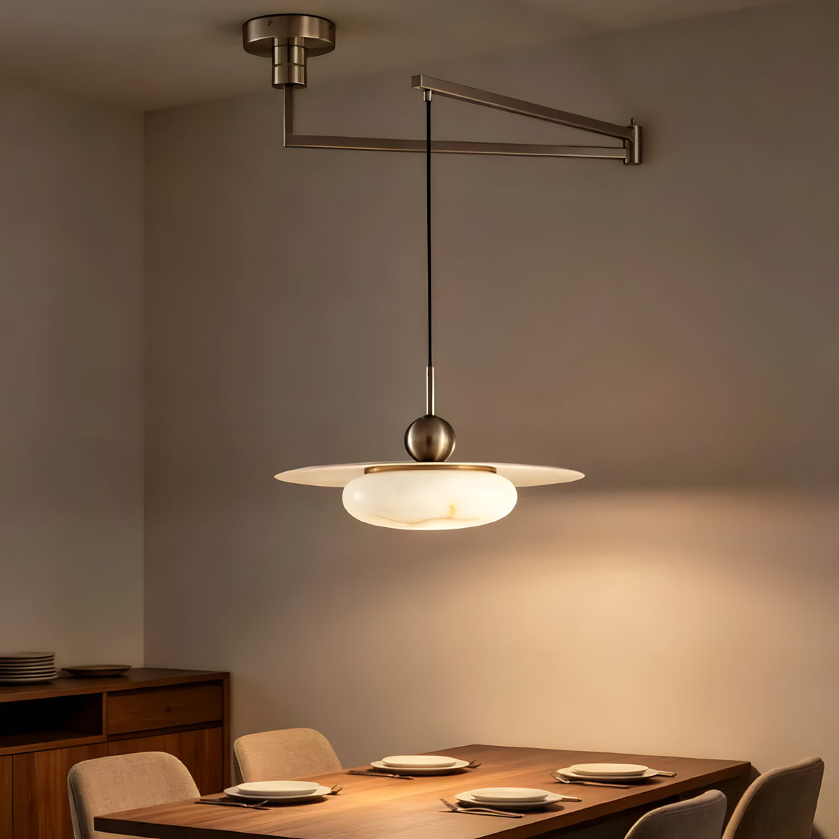 Marble-Effect Glass Pendant Light