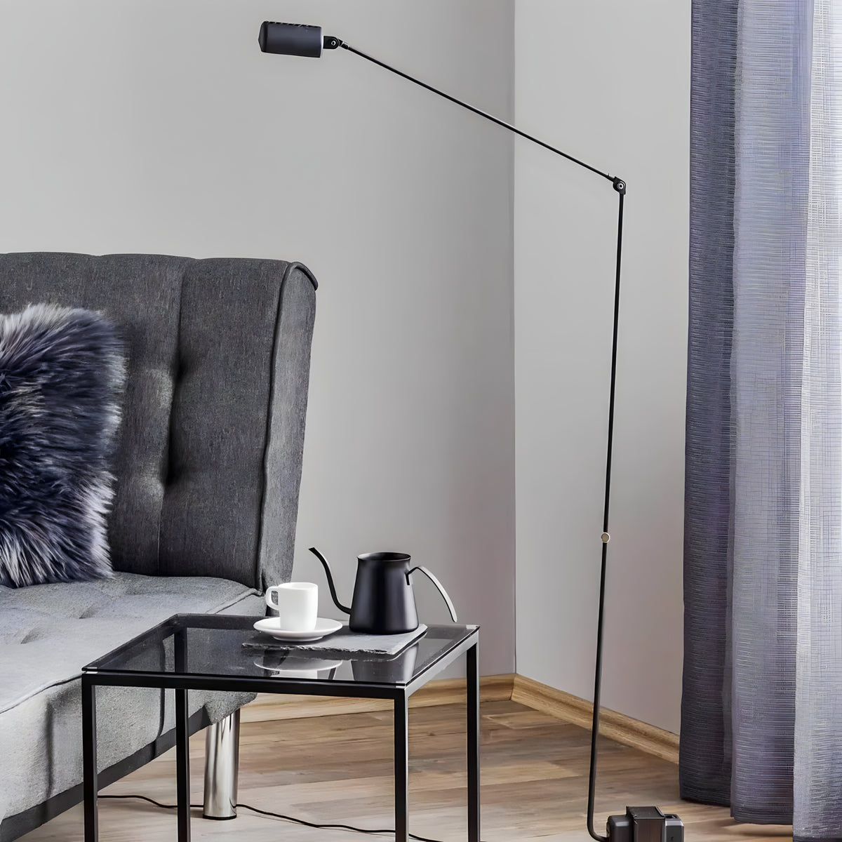 Minimalist Black Floor Reading Lamp