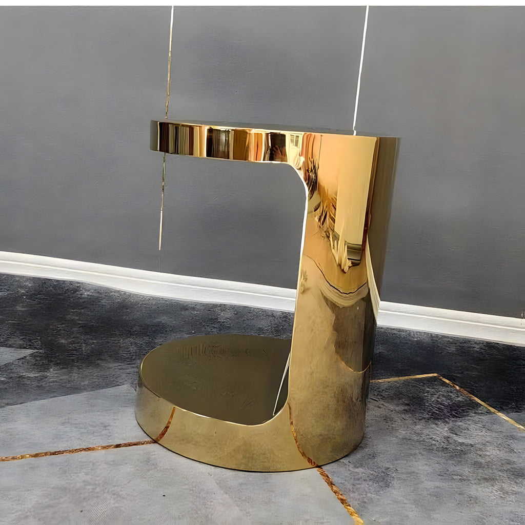Gold C-shaped side table, profile