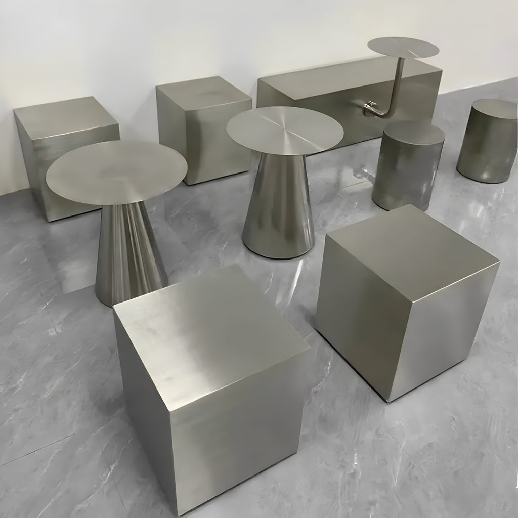 Round Mirror-Polished Stainless Steel Stool