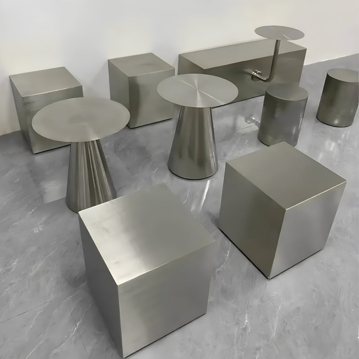 Round Mirror-Polished Stainless Steel Stool