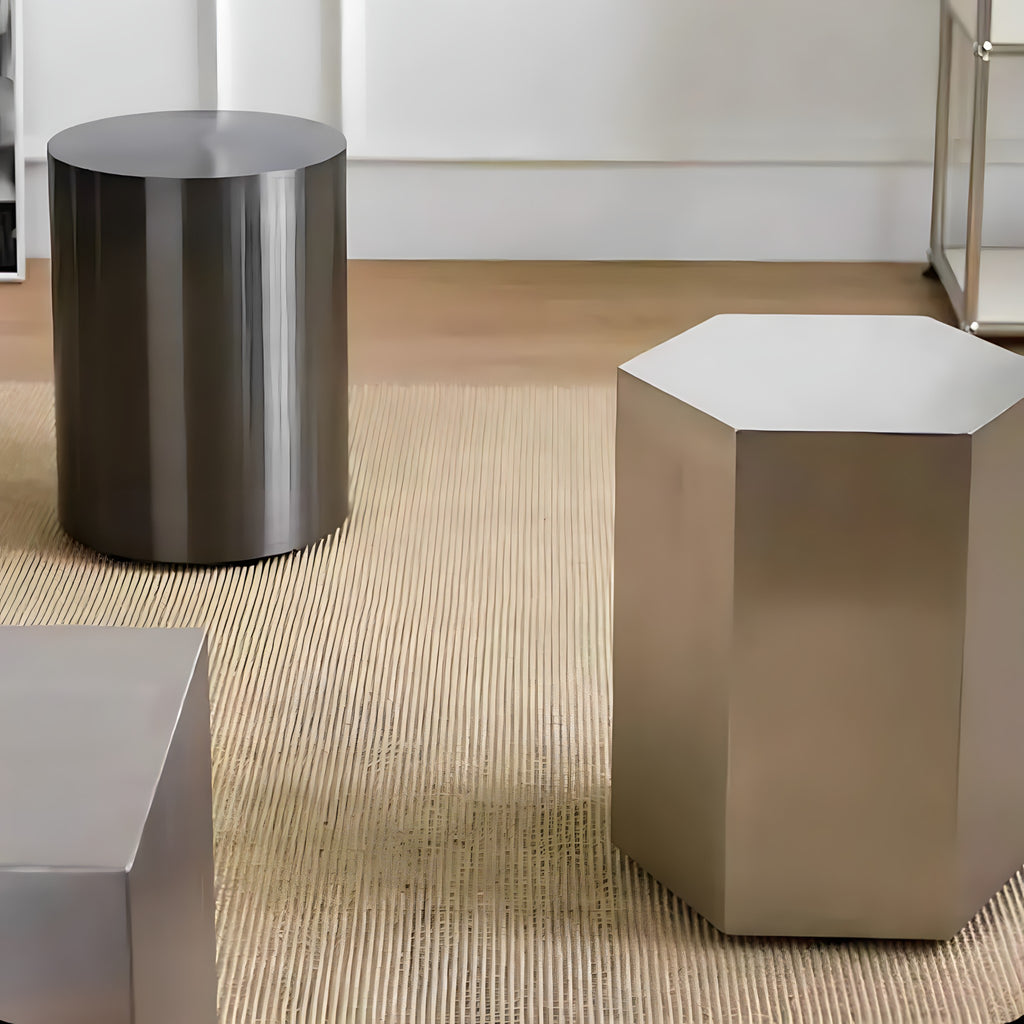 Round Mirror-Polished Stainless Steel Stool