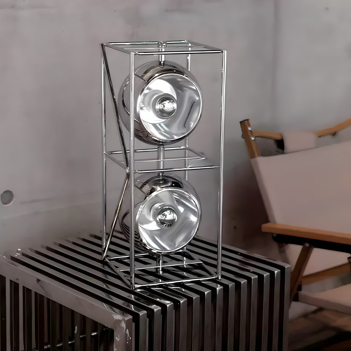 Sculptural Chrome Floor Lamp