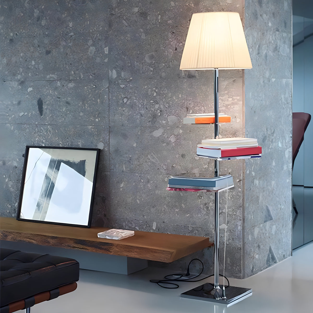 Sculptural Floor Lamp with Shelves