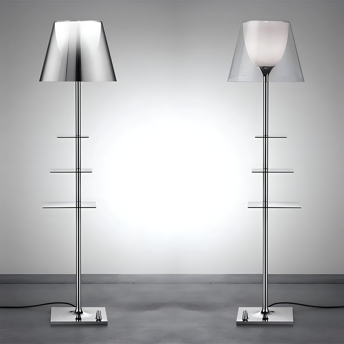 Sculptural Floor Lamp with Shelves