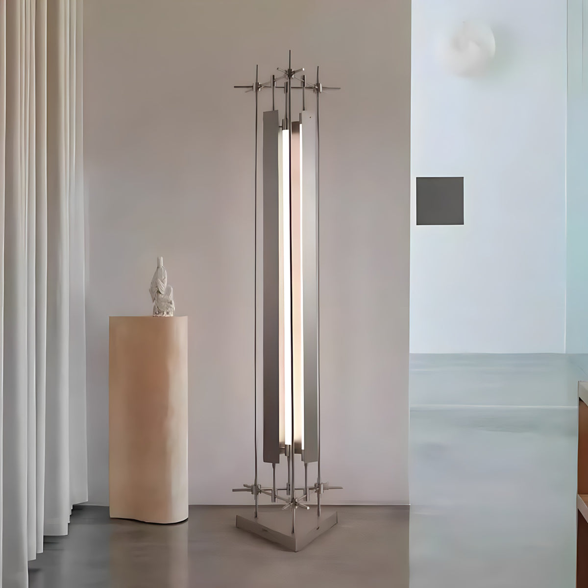 Sculptural Stainless Steel Floor Lamp