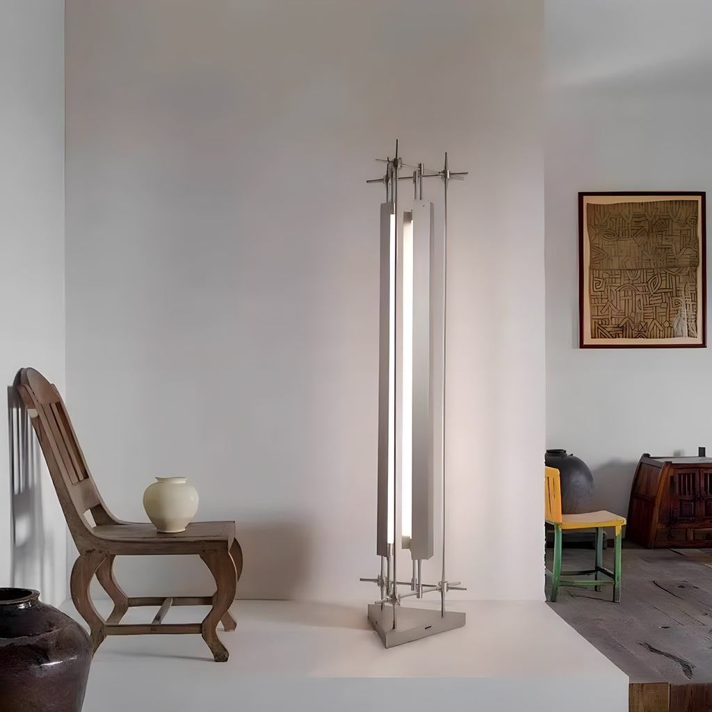 Sculptural Stainless Steel Floor Lamp