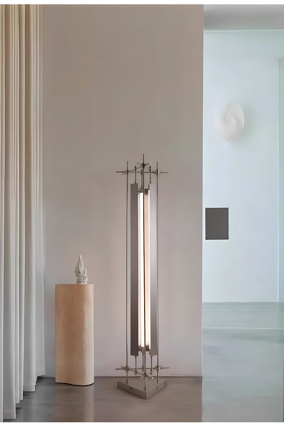 Sculptural Stainless Steel Floor Lamp