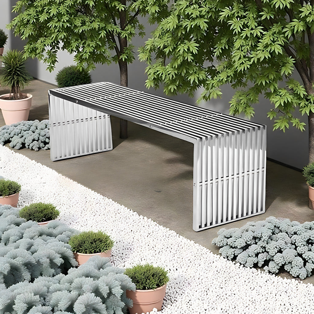 Slim Stainless Steel Entryway Bench