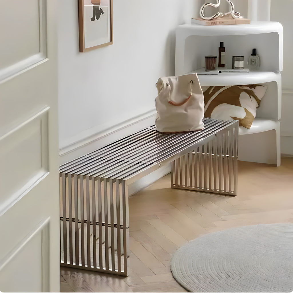 Slim Stainless Steel Entryway Bench