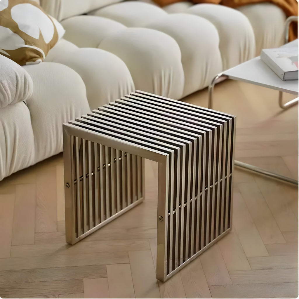 Slim Stainless Steel Entryway Bench