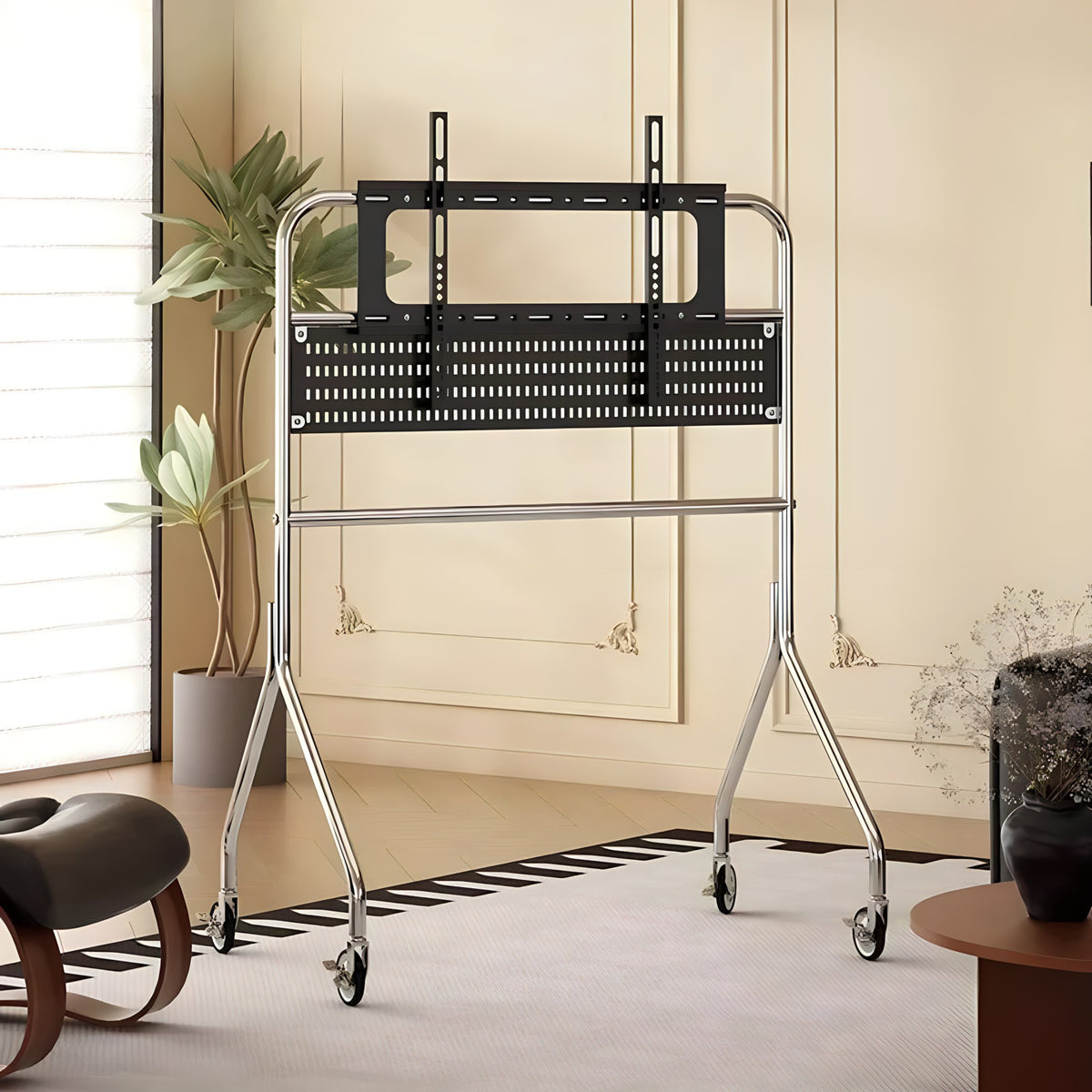 Stainless Steel Mobile TV Stand