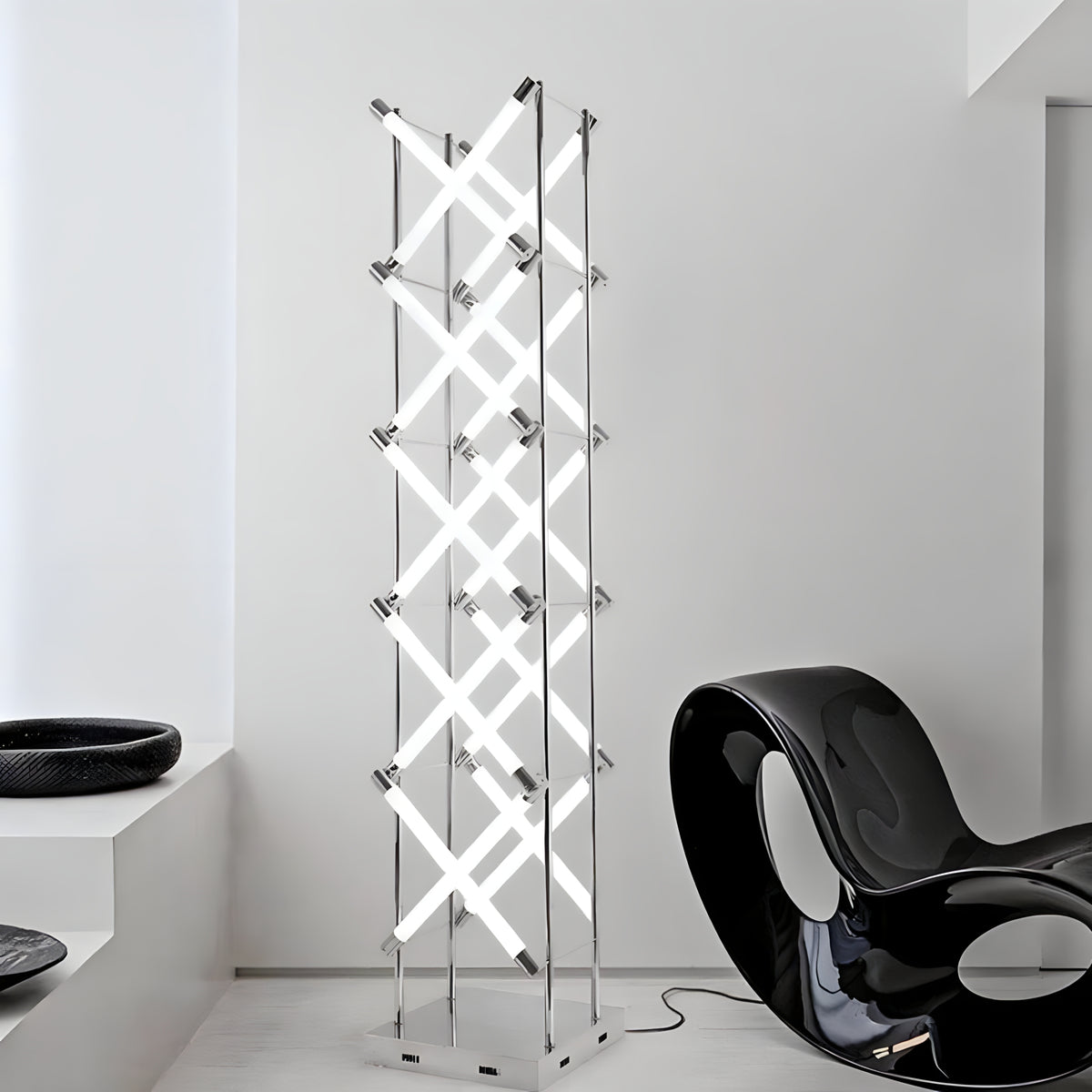 Tall Sculptural Steel Floor Lamp