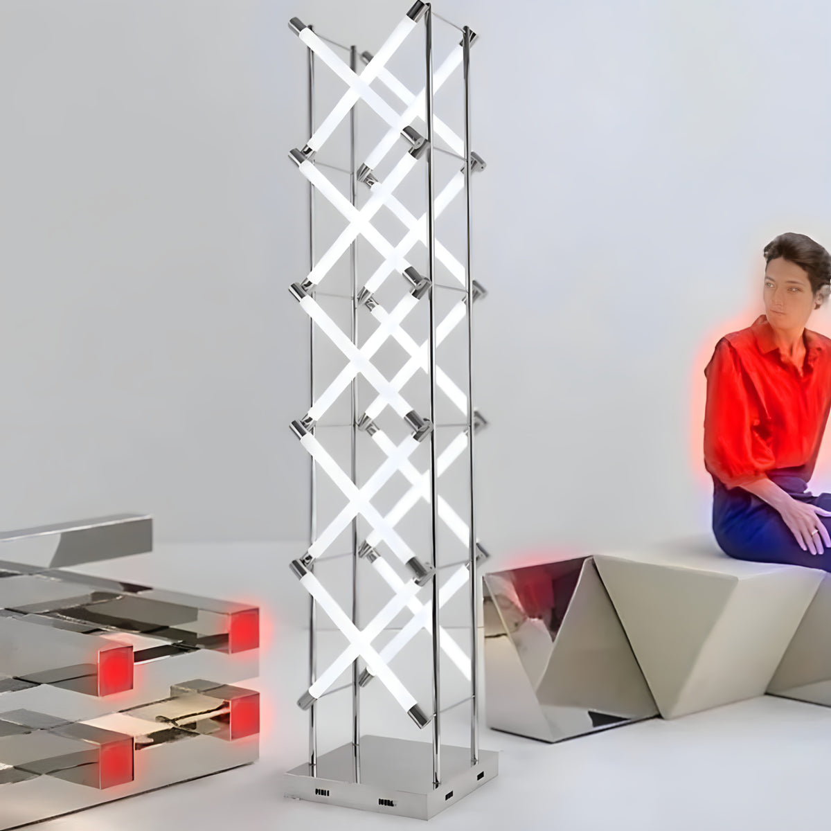 Tall Sculptural Steel Floor Lamp