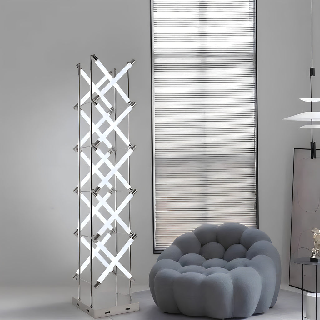 Tall Sculptural Steel Floor Lamp