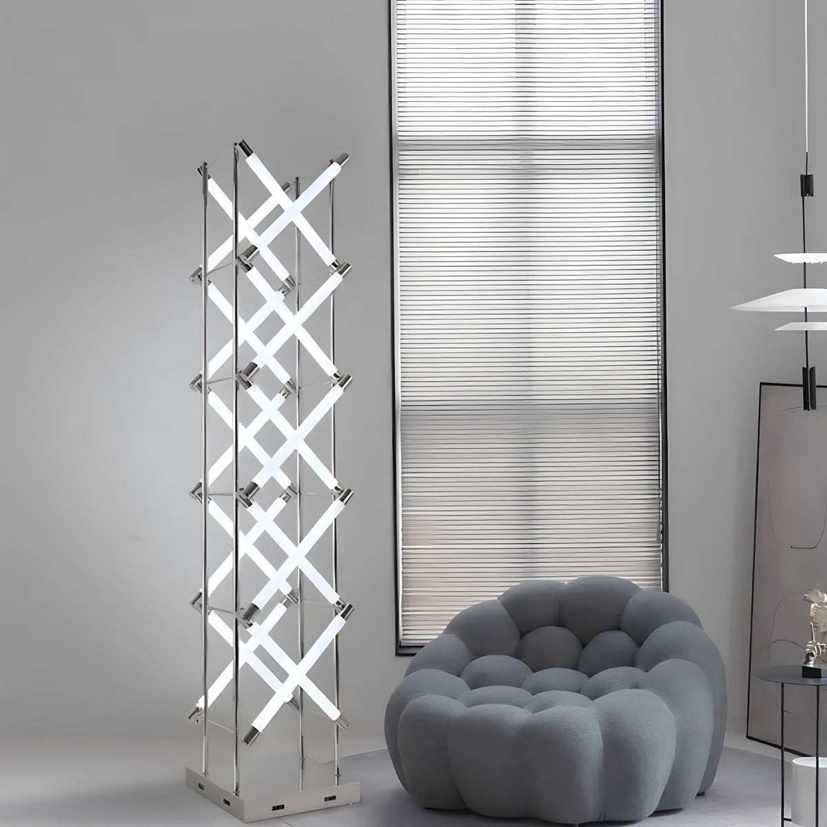 Tall Sculptural Steel Floor Lamp