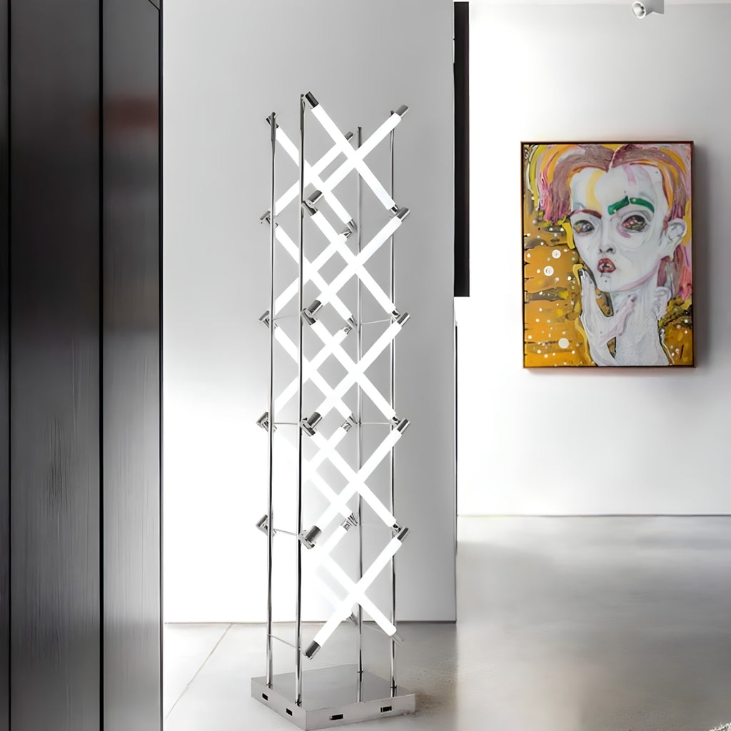 Tall Sculptural Steel Floor Lamp