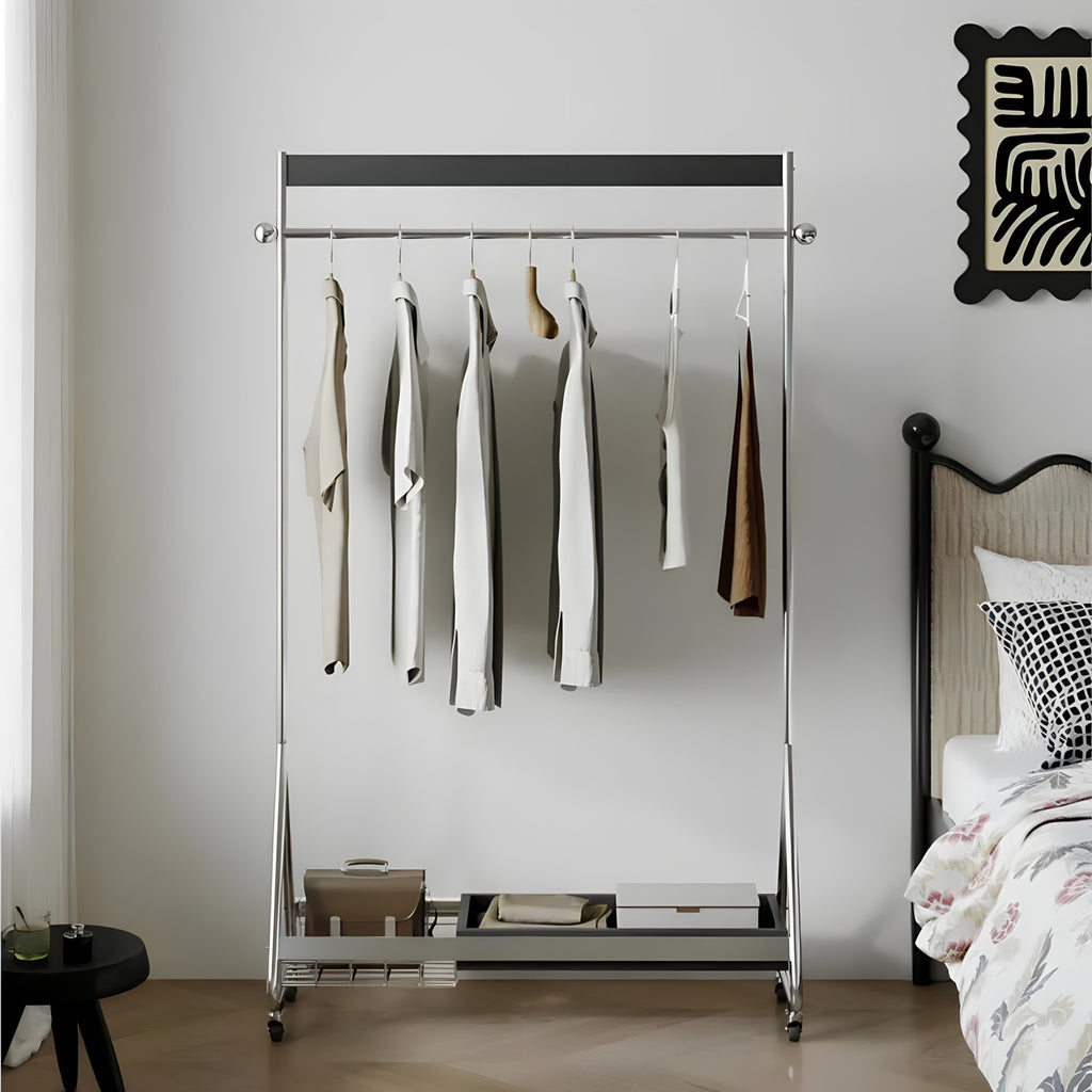 Wood and Stainless Steel Coat Rack
