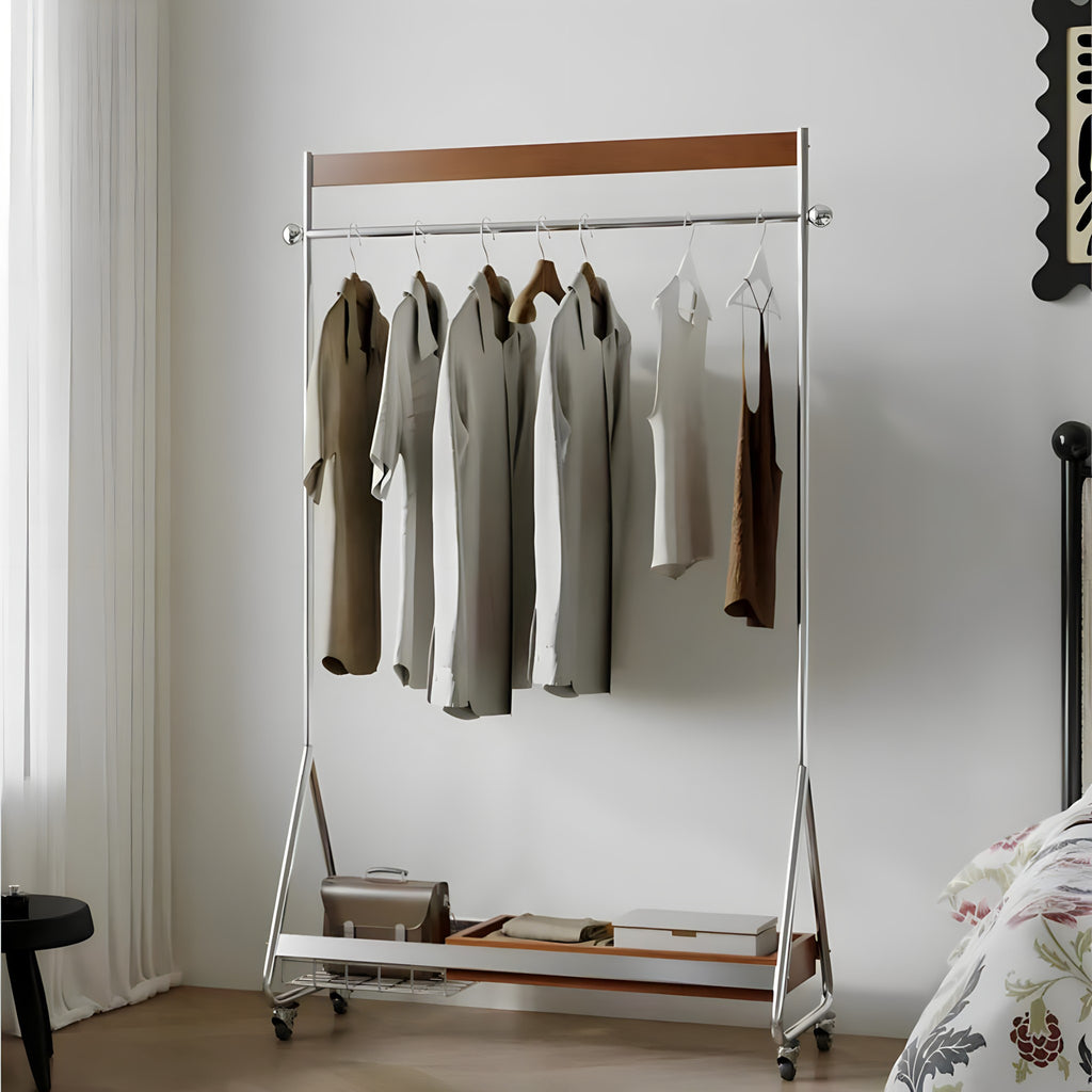 Wood and Stainless Steel Coat Rack